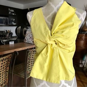 Yellow large bow sleeveless top